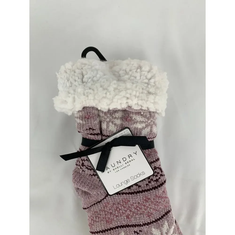 Laundry by Shelli Segal Lounge Socks Womens Size 4 - 10 Purple Non Slip Grip New
